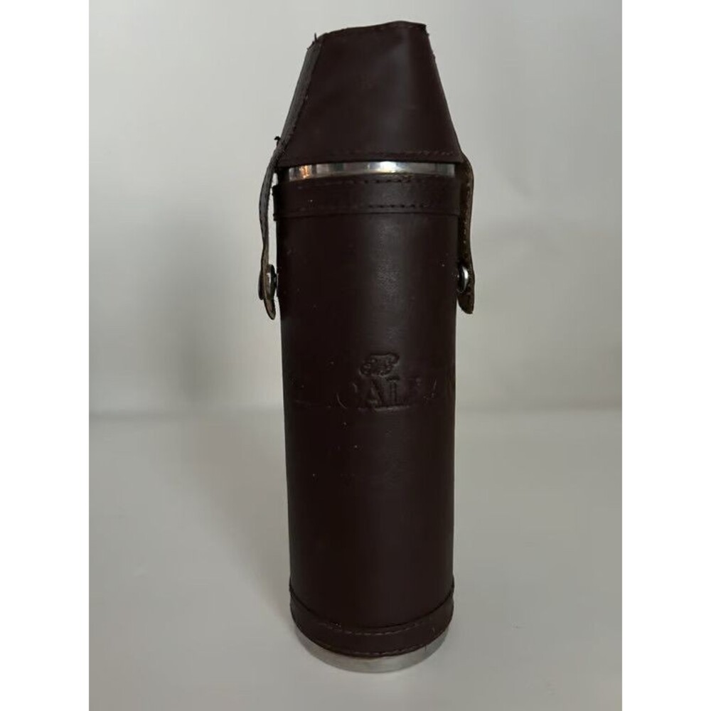 The Macallan Scotch Whisky Flask Thermos Brown Leather Case Holder Vintage Logo